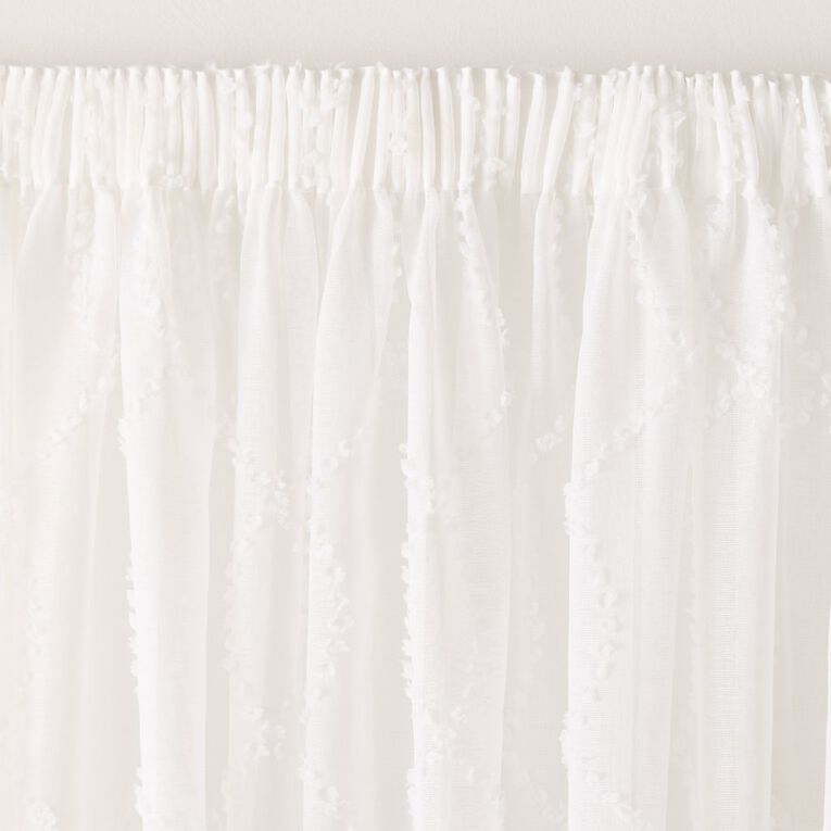 Living & Co Indie Voile White 90-180cm Wide/213cm Drop, , hi-res