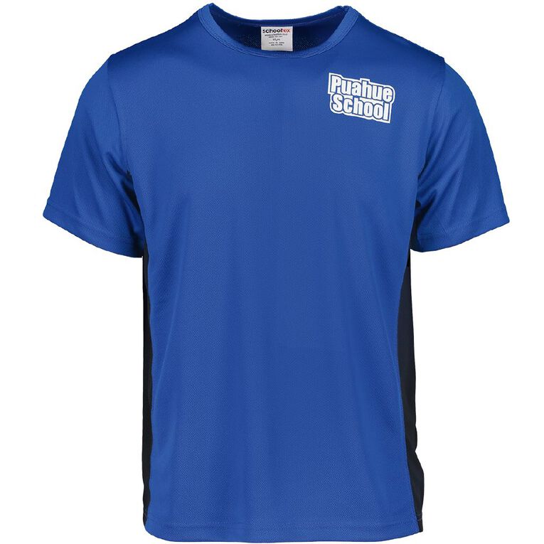 Schooltex Puahue Sports Top with Transfer, Royal/Black, hi-res