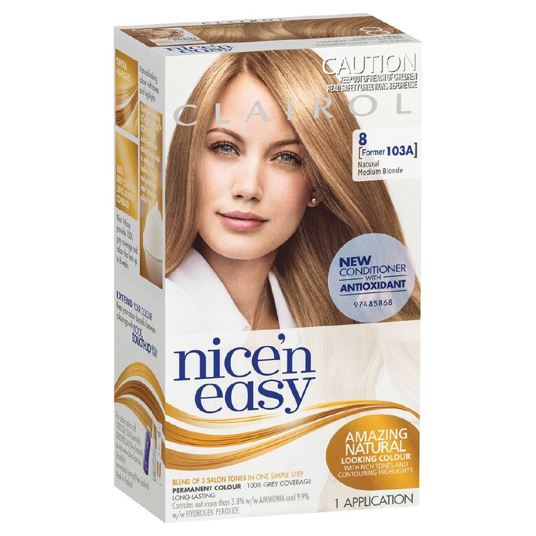 Clairol Nice N Easy Permanent Hair Colour Medium Blonde 8, , hi-res