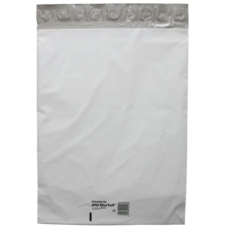 Jiffy Shurtuff Mailbag ST4 340 x 440mm 10 Pack White, , hi-res