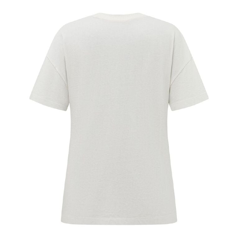 H&H Women's Short Sleeve Boyfriend Graphic Tee, Cream SPRITZ, hi-res