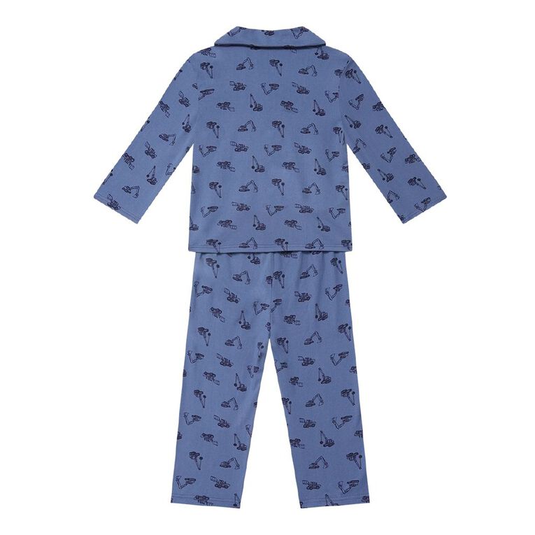 H&H Boys' Comfy Button Up Pyjama Set, Blue Mid, hi-res