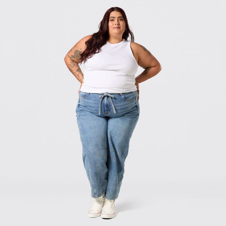 H&H Curve Women's Barrel Leg Jeans, Denim Light, hi-res