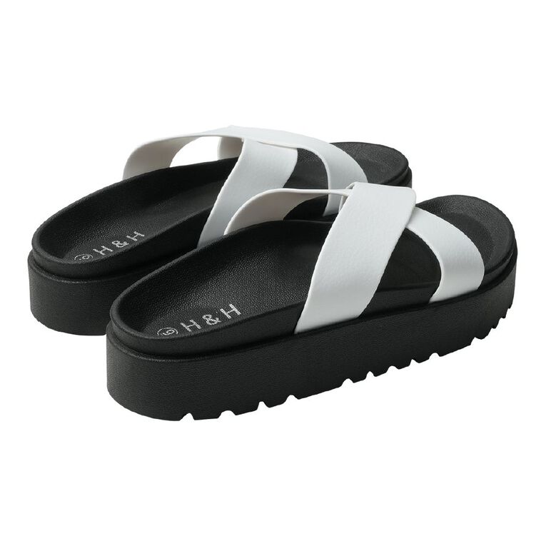 H&H Women's Crossover Emily Slides, Black/White, hi-res