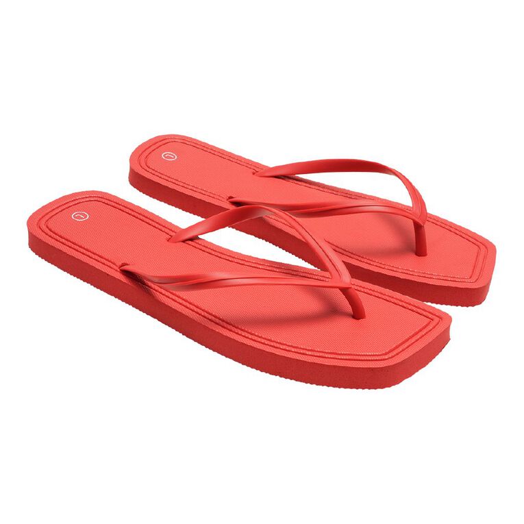 H&H Women's Square Toe Plain Jandals, Red, hi-res