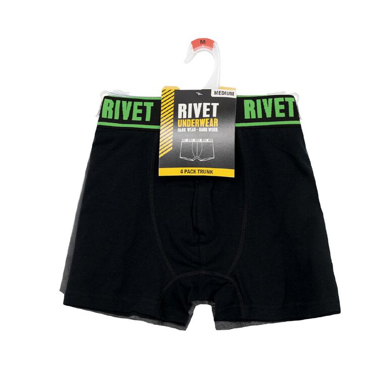 Rivet Men's Trunks 4 Pack, Black W26 TUNES, hi-res