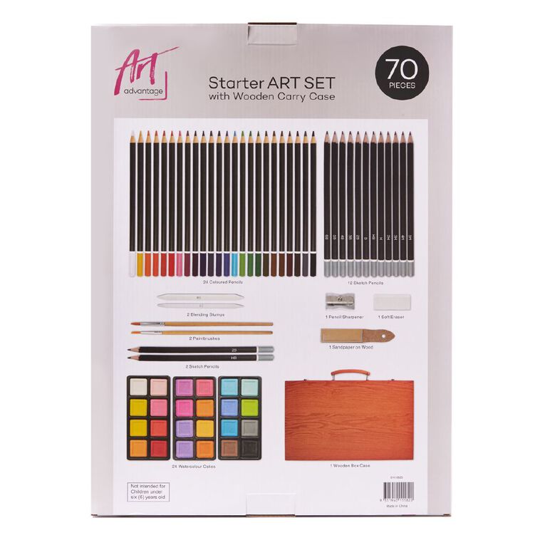 Jasart Art Advantage Starter Set With Wooden Carry Case 70 Pieces, , hi-res