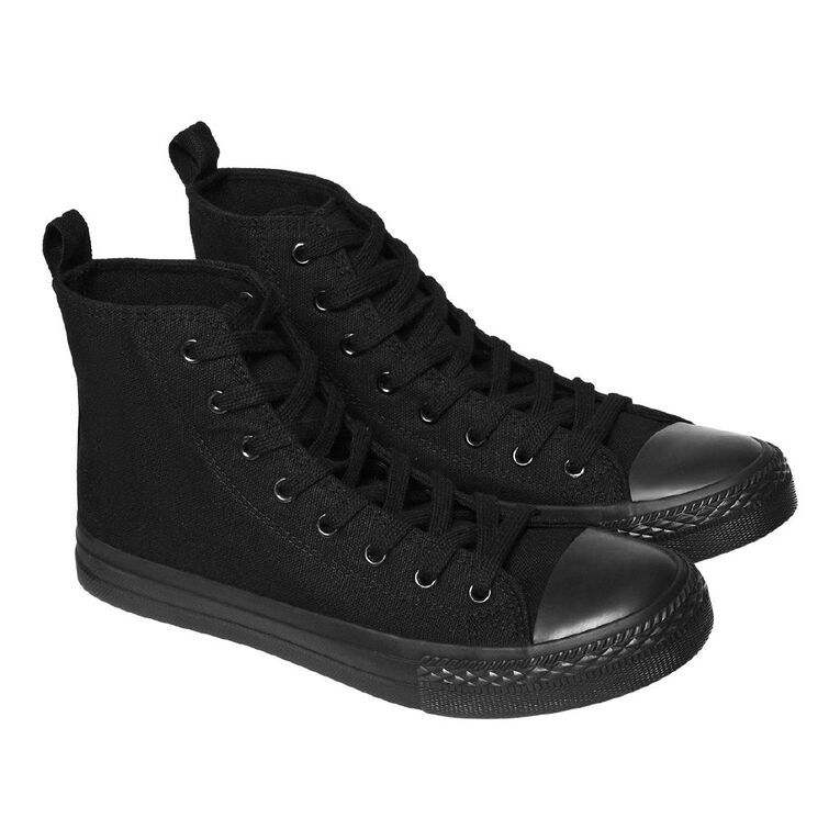 H&H Women's Jen Canvas High Top Sneakers, Black, hi-res