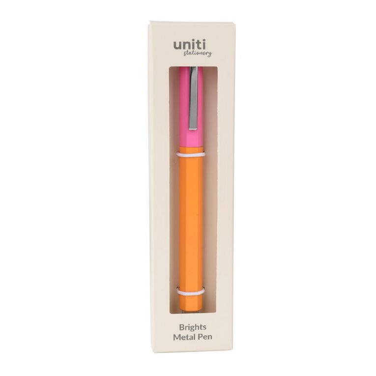 Uniti Stationery Brights Orange And Pink Pen, , hi-res