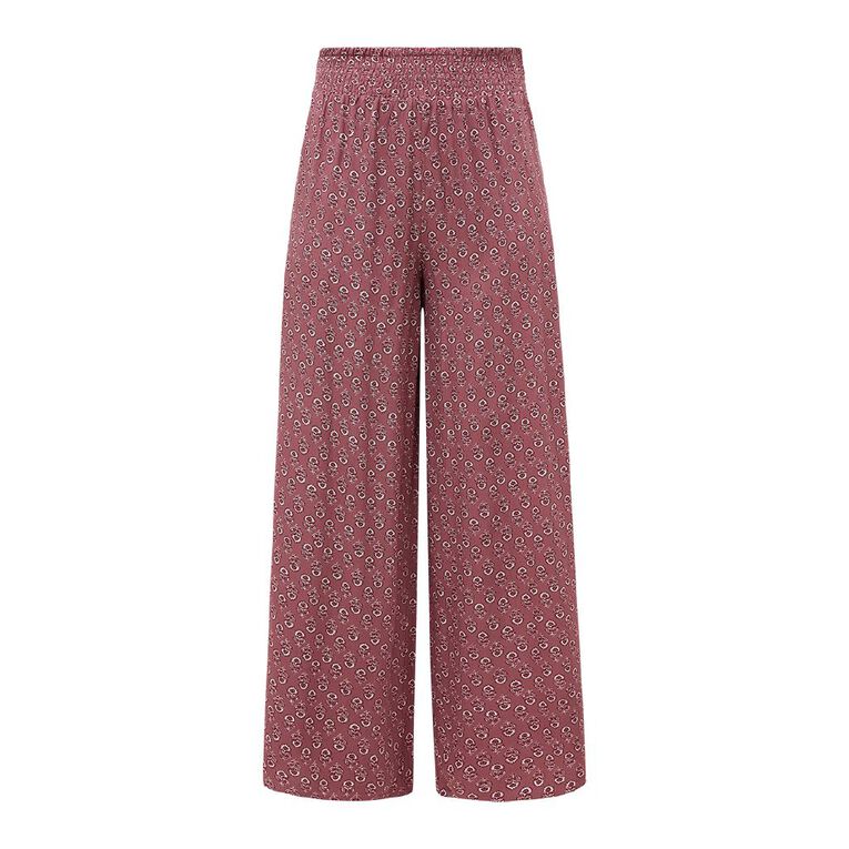 H&H Women's Shirred Waist Wide Leg Pants, Pink Mid, hi-res