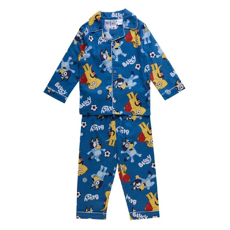 Bluey Boys' Flannelette Button Up, Blue Mid, hi-res