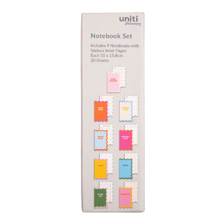 Uniti Stationery Notebook Set 9 Pieces, , hi-res