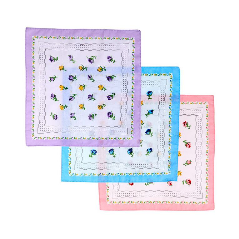H&H Handkerchief 3 Pack, Multi-Coloured, hi-res