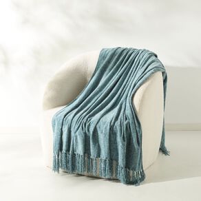 Living & Co Throw Chenille Blue Light 127cm x 152cm
