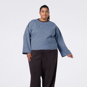 H&H Curve Women's Long Sleeve Boxy Stripe Tee