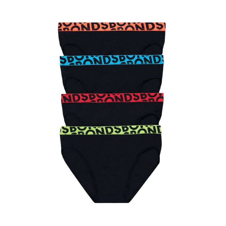 B FOR BONDS Men's Logo Briefs 4 Pack, Black, hi-res