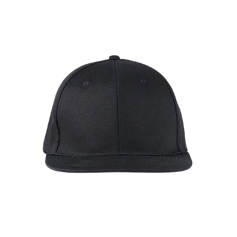 H&H Men's Twill Flat Peak Cap, Black, hi-res