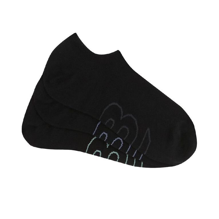 B FOR BONDS Men's No Show Socks 3 Pack, Black, hi-res