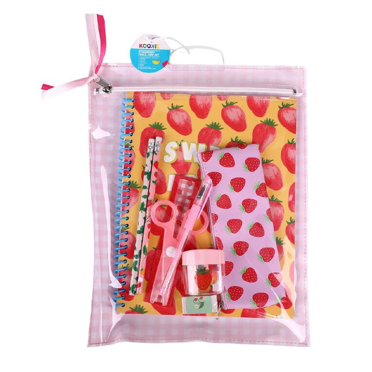 Kookie Strawberry Pencil Case Set, , hi-res