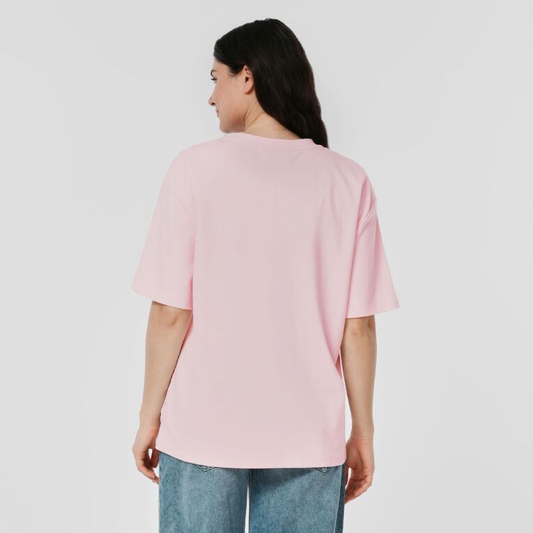 H&H Women's Short Sleeve Boxy Plain Tee, Pink, hi-res