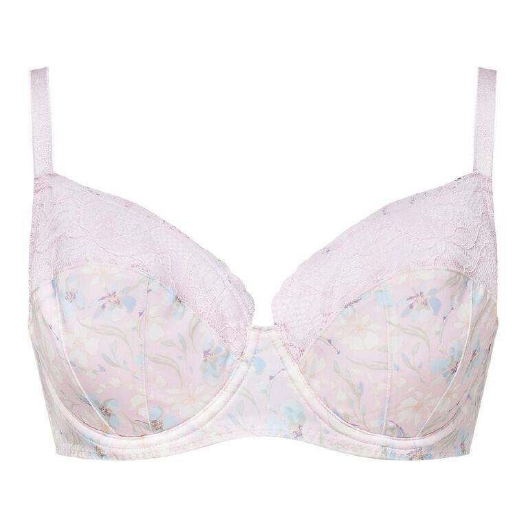 H&H Women's Lexi Solid & Lace Full Cup Bra, Pink Light, hi-res