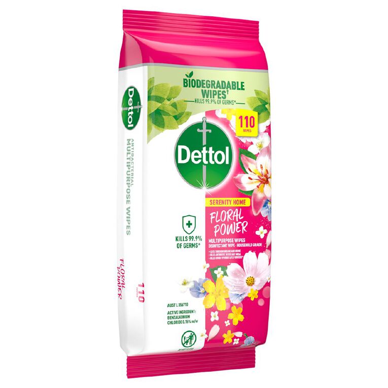 Dettol Serenity Multipurpose Wipes Floral Power 110s, , hi-res
