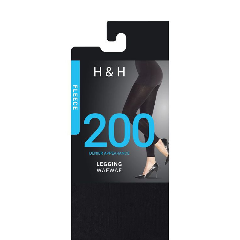 H&H Women's Opaque 200D Fleece Leggings 1 Pair, Black, hi-res