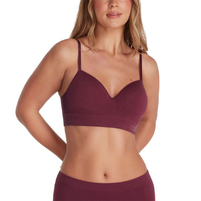 Clio Women's Bamboo Rib Bralette, Red Dark, hi-res