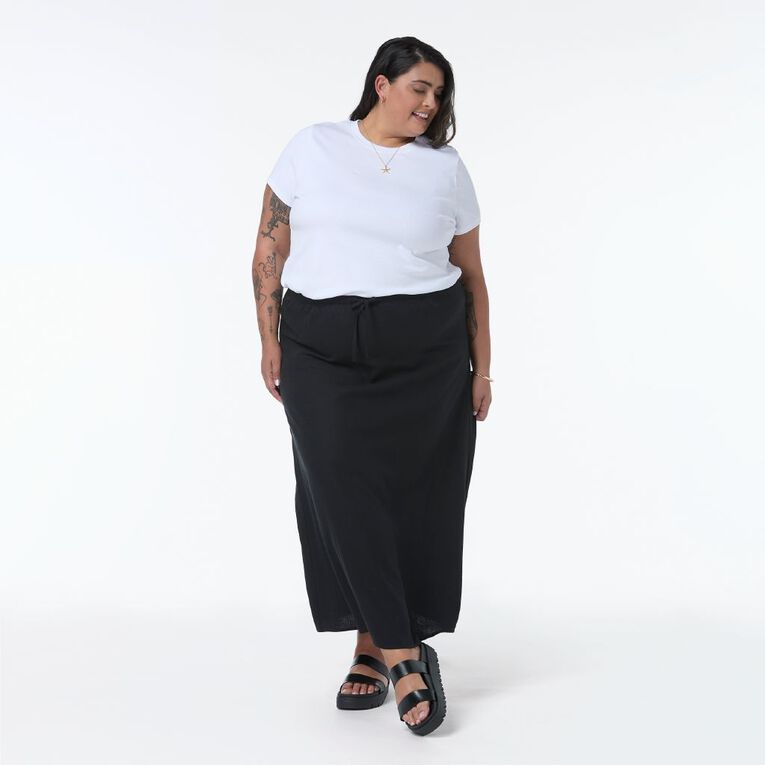 H&H Curve Women's Long Linen Column Skirt, Black, hi-res