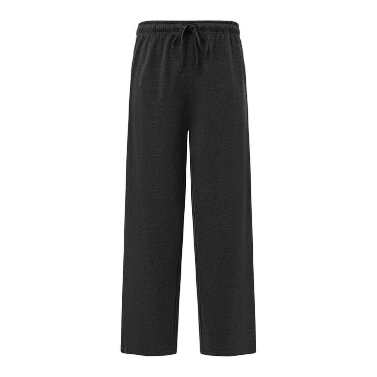H&H Men's Plain Knit Pyjama Pants, Charcoal, hi-res