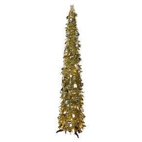 Wonderland Pop Up Christmas Tree With Baubles 40LED Gold - O 1.8m