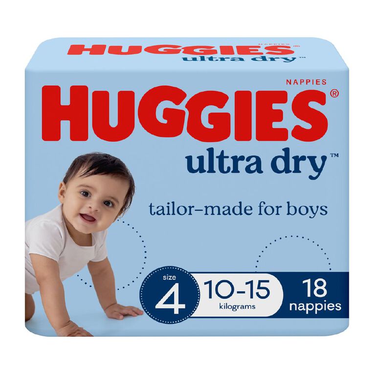 Huggies Boys' Convenience Nappy Toddler Size 4 10-15kg 18 Pack, , hi-res