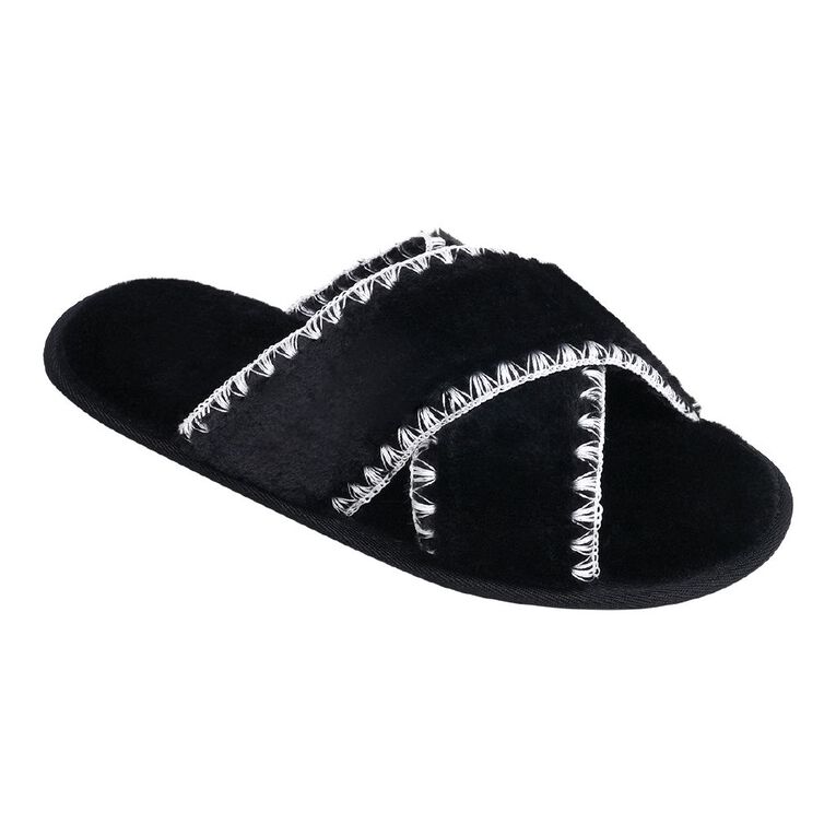 H&H Women's Bobby Slide Slippers, Black, hi-res