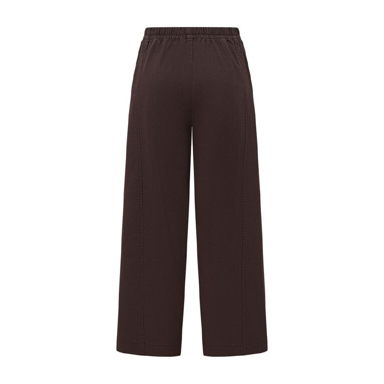 H&H Women's Relaxed Barrel Leg Pants, Brown Dark, hi-res