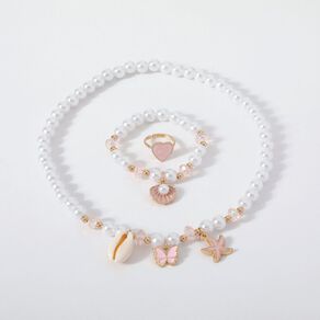 Kids' Shell Ring Bracelet and Necklace Set