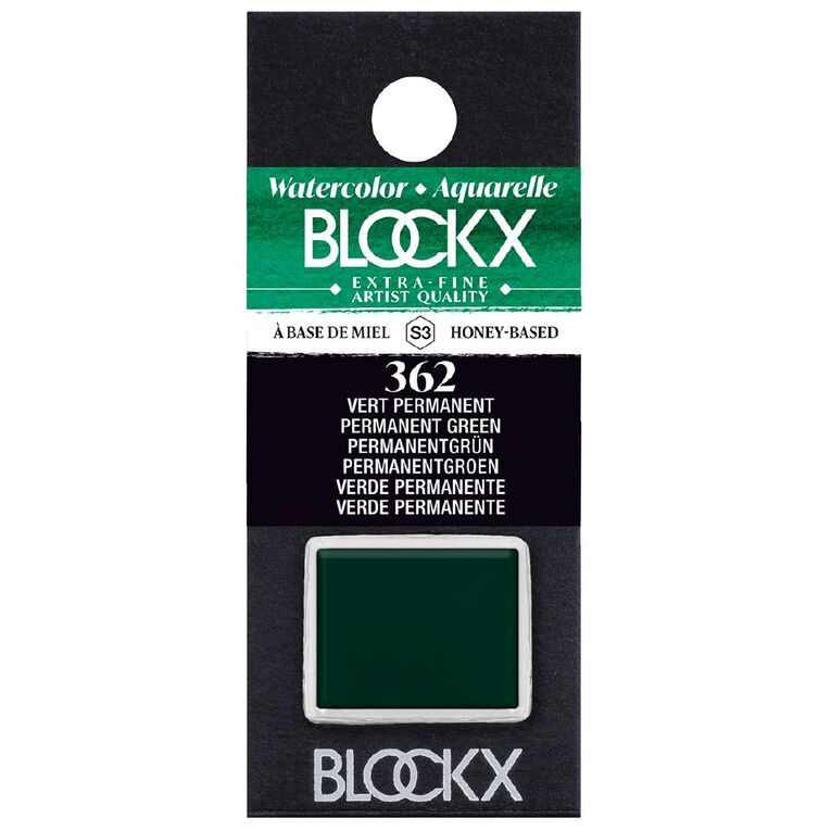 BLOCKX Watercolour Half Pan S3 362 Permanent Green, , hi-res