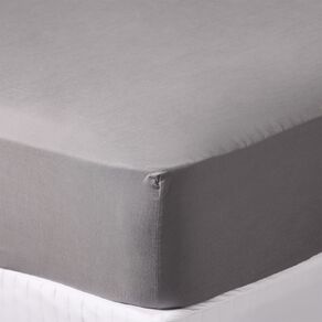 Living & Co Fitted Sheet 250TC Grey/Charcoal Queen