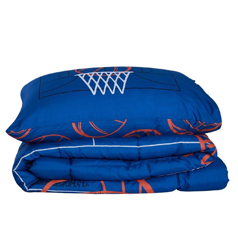 Living & Co Kids 2 Piece Comforter Basketball Blue King Single, , hi-res