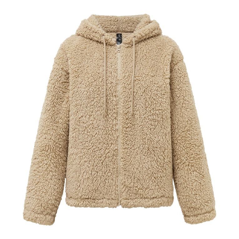 H&H Women's Zip Thru Recycled Sherpa Hood, Blue, hi-res