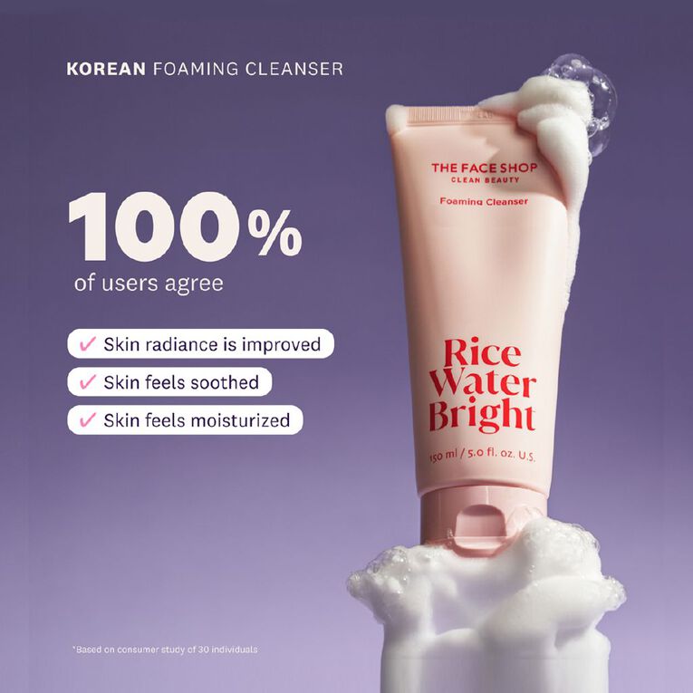 The Face Shop Rice Water Bright Foaming Cleanser 150ml, , hi-res