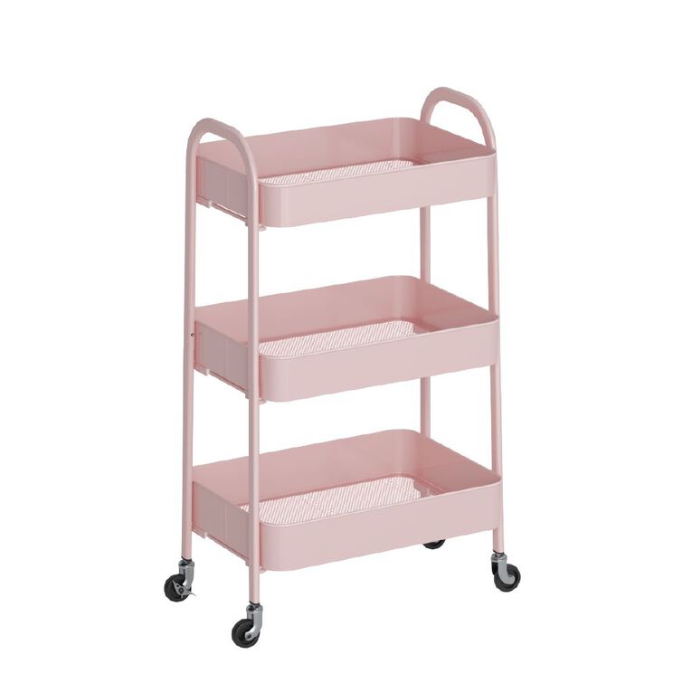 Living & Co Eva 3 Tier Metal Trolley Pink, , hi-res