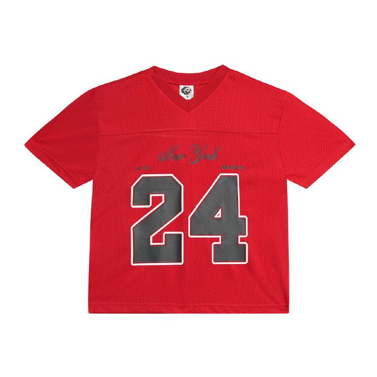 Young Original Short Sleeve Eyelet Sports Top, Red Dark, hi-res