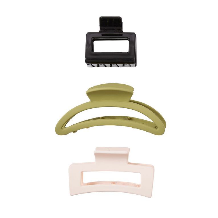 Poppi Claw Clip Mixed Multi Pack Khaki 3 Pack, , hi-res