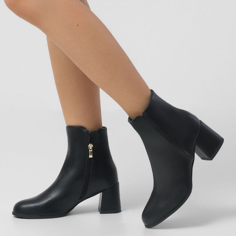H&H Women's Smooth Zip Up Boots, Black, hi-res