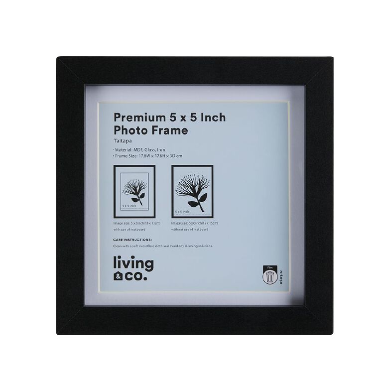 Living & Co Premium Photo Frame 5in x 5in Black, , hi-res