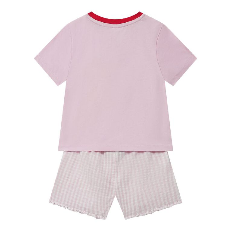 H&H Girls' Knit and Seersucker Pyjama Set, Pink Light, hi-res