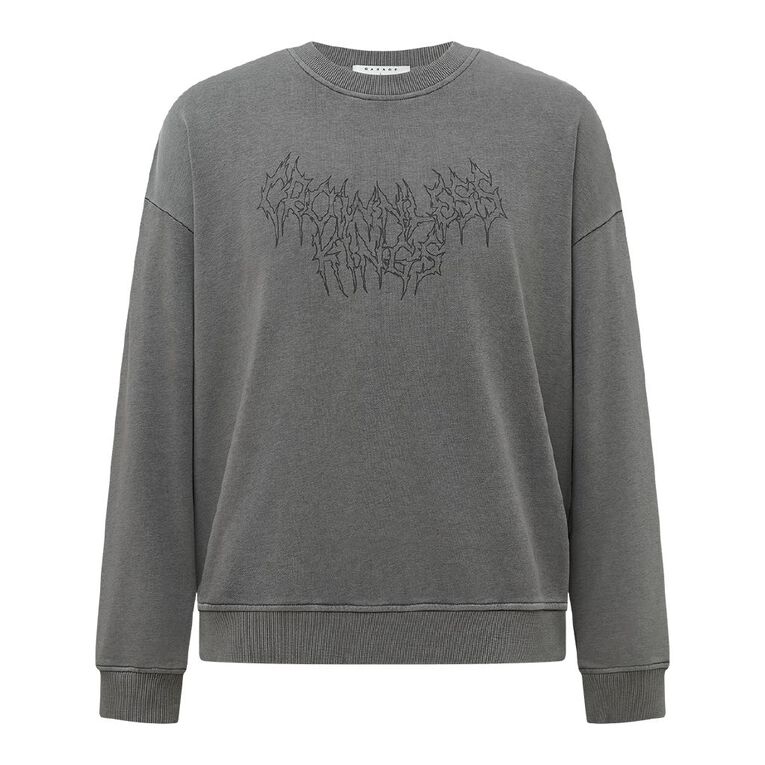 Garage Men's Terry Fleece Crewneck, Grey Mid, hi-res