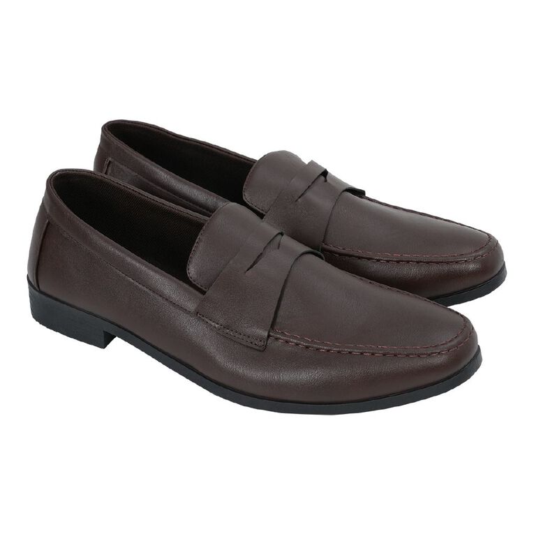 H&H Men's Classic Penny Loafers, Brown, hi-res