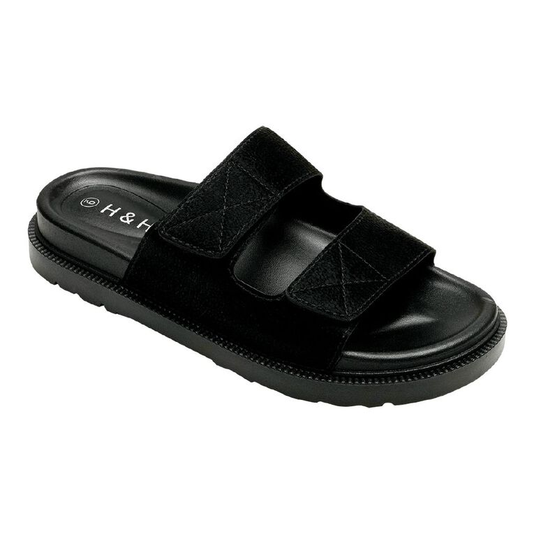 H&H Women's Alissa Double Strap Sandals, Black, hi-res