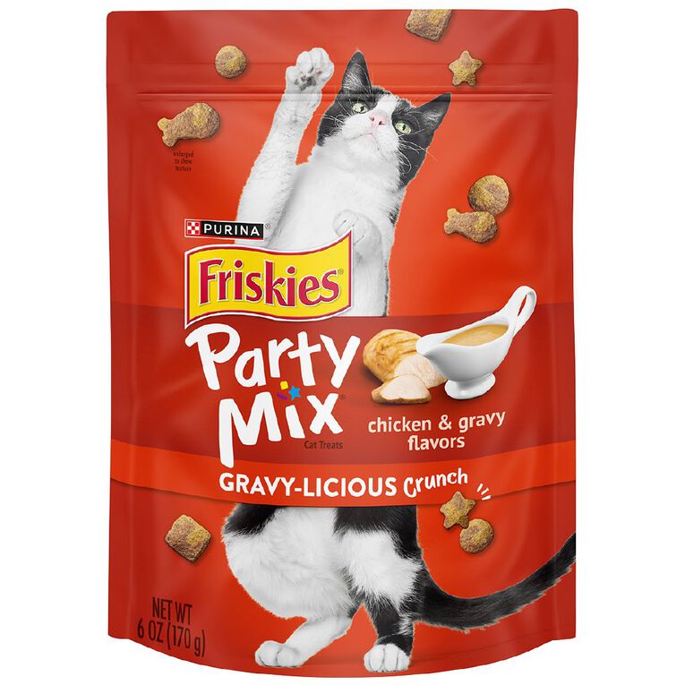 Friskies Party Mix Gravylicious Chicken & Gravy Flavours Cat Treats 170g, , hi-res
